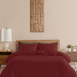 HOMEMONDE Premium Burgundy 210 TC Cotton Double Duvet Cover-picture-16