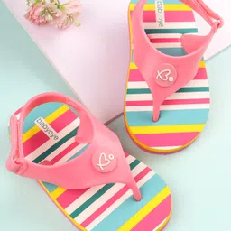 Babyoye Striped Velcro Closure Flip Flops - Multicolour-picture-29