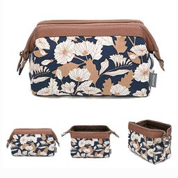 House of Quirk 8 Cms Toiletry Kit Women Jewelry Organizer Electronics Accessories Hard Drive Carry Case Portable - Brown Daisy-picture-35