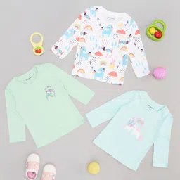 Pantaloons Baby Pack Of 3 Cotton Knit Full Sleeves Unicorns Printed Tees - Multi Colour-picture-26