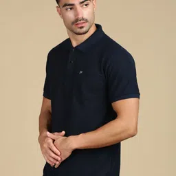 LUX PARKER Men Pack of 2 Anti Odour Solid Polo Collar Cotton T-shirts image 3
