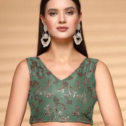 Oomph! Women Embellished Non Padded Saree Blouse-image-15
