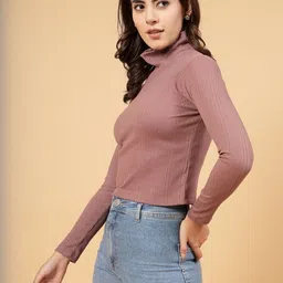 CORSICA Women High Neck Ribbed Cotton Crop Top-image-45