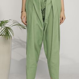 LetsDressUp Women Sage Green Pure Cotton Slub Farshi Salwar-picture-11