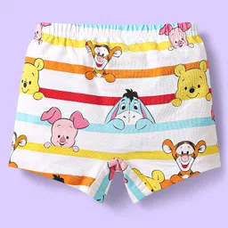 Babyhug Disney Cotton Lycra Knit Trunks With Mickey & Friends Print Pack Of 3 - Red White & Light Blue image 3