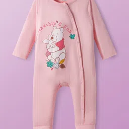 Babyoye Disney Interlock Knit Full Sleeves Footed Romper With Winnie The Pooh Graphics Pack Of 2 - White & Pink image 4