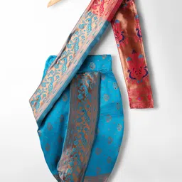 Bhartiya Paridhan Woven Half Sleeves Silk Saree With Foil Peacock Print - Light Blue image 4