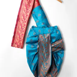 Bhartiya Paridhan Woven Half Sleeves Silk Saree With Foil Peacock Print - Light Blue image 5