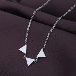 Carlton London Rhodium Plated Triangle Shape Necklace-picture-25
