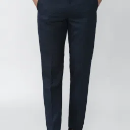 Van Heusen Navy Slim Fit Checks Trousers image 1