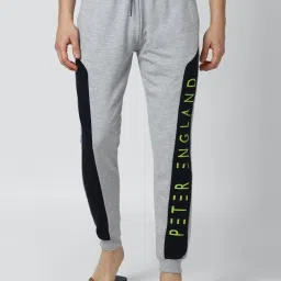 Peter England Grey Cotton Regular Fit Printed Joggers image 1