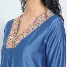 Rangmanch By Pantaloons Deja Vu Blue Regular Fit Kurta image 5