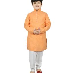 SG Yuvraj Kids Orange & White Textured Kurta with Pyjamas-picture-28