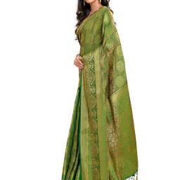 Mimosa Green Floral Saree with Unstitched Blouse image 3