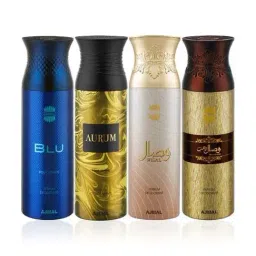 Ajmal Blu, Aurum, Wisal & Wisal Dhahab Deodorant Spray for Men - Pack of 4-picture-2
