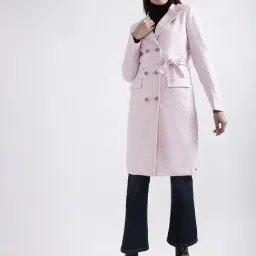 Elle Pink Checks Double Breasted Overcoat-image-18