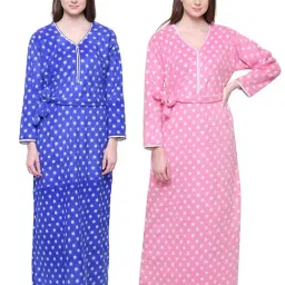 Secret Wish Blue & Pink Printed Nighty Pack of - 2-image-41