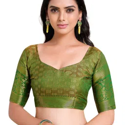 Mimosa Green Floral Saree with Unstitched Blouse image 5
