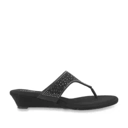 Metro Women's Black Thong Wedges-image-10