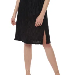 Allen Solly Black Self Pattern A-Line Skirt image 1