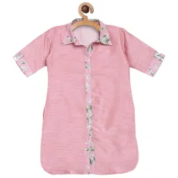 Ahalyaa Kids Pink Floral Print Kurta & Pants image 2