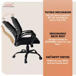 Kepler Brooks Office Chair Mid Back Breathable Mesh Iris Black image 4