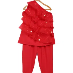 Ahalyaa Kids Red Printed Top & Pants image 1
