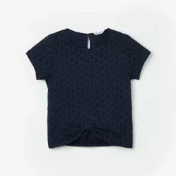 Fame Forever by Lifestyle Kids Navy Cotton Embroidered Top-picture-29