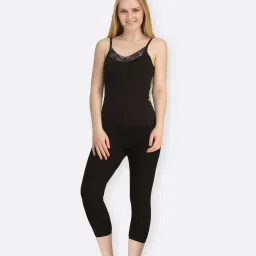 Kanvin Black Lace Thermal Camisole With Tights image 1