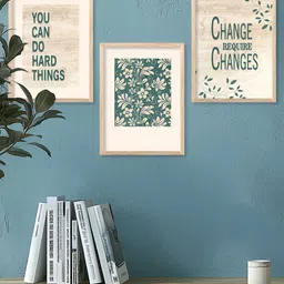 Kotart Brown & Green 3 Pieces Typography Wooden Wall Arts image 3