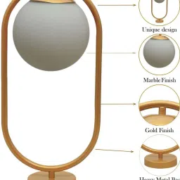 Homesake White & Golden Metal Bedside Globe Desk Lamp image 4