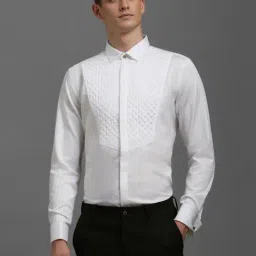 Louis Philippe White Cotton Slim Fit Texture Shirt-picture-10