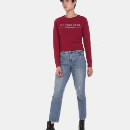 U.S. Polo Assn. Red Full Sleeves Round Neck Sweatshirt image 4