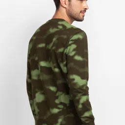Spykar Green Cotton Slim Fit Camouflage Sweatshirt image 2