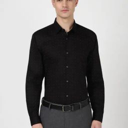 Peter England Black Cotton Regular Fit Printed Shirt-picture-14