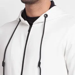 Spykar White Cotton Regular Fit Printed Hooded Sweatshirt image 4