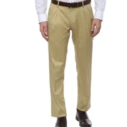 Louis Philippe Permapress Beige Regular Fit Trousers image 1