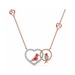 Joyalukkas 18k Rose Gold & Diamond Love Birds Necklace for Women-picture-28