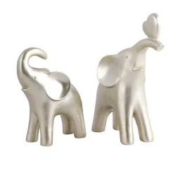 Tayhaa Silver Resin Elephant Showpiece - Set of 2 image 4