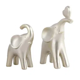 Tayhaa Silver Resin Elephant Showpiece - Set of 2 image 3