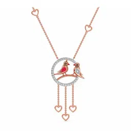 Joyalukkas 18k Rose Gold & Diamond Love Birds Necklace for Women-picture-32