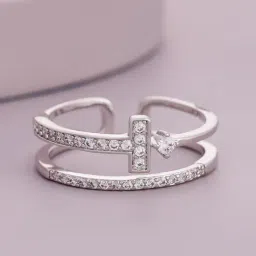 Kushal's Fashion Jewellery White Rodium Trendy Zircon Finger Ring for Women-picture-29
