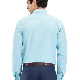 Park Avenue Blue Slim Fit Self Pattern Shirt image 2