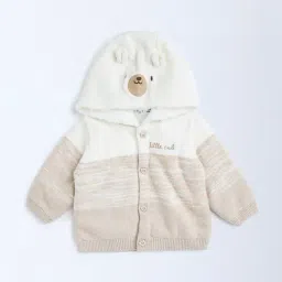 HOP Baby by Westside Beige Animal Design Hooded Cotton Sweater-picture-10