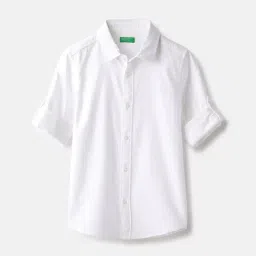 United Colors of Benetton Boys White Cotton Solid Full Sleeves Shirts-picture-17