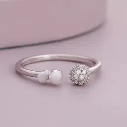 Kushal's Fashion Jewellery Pearl Rodium Trendy Zircon Finger Ring for Women-image-66