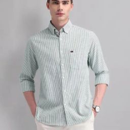 Ad By Arvind Red Cotton Regular Fit Stripes Shirts-picture-31
