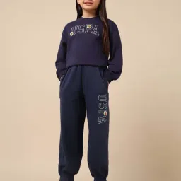 U.S. Polo Assn. Girls Blue Cotton Logo Joggers-image-63