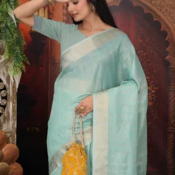 Astita Ethnic Motifs Woven Design Zari Organza Saree With Unstitched Blouse image 2