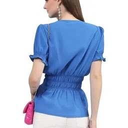 YANA FASHION Puff Sleeve Peplum Top image 2